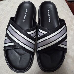 Donald Pliner Black and White Slide Sandals